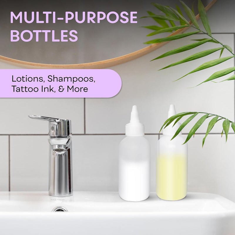 BRIGHTFROM Twist Top Applicator Bottles, Squeeze 4 OZ Empty Plastic Bottles, Refillable, Open/Close Nozzle - Leak Proof, Multi Purpose - 3 PACK - Image 4